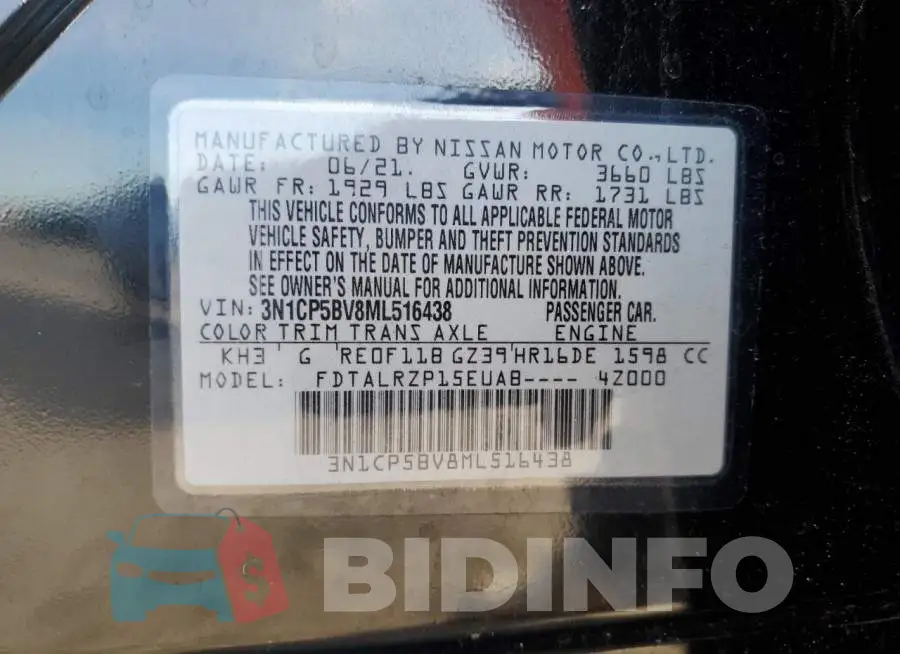 3N1CP5BV8ML516438 Photo# 12