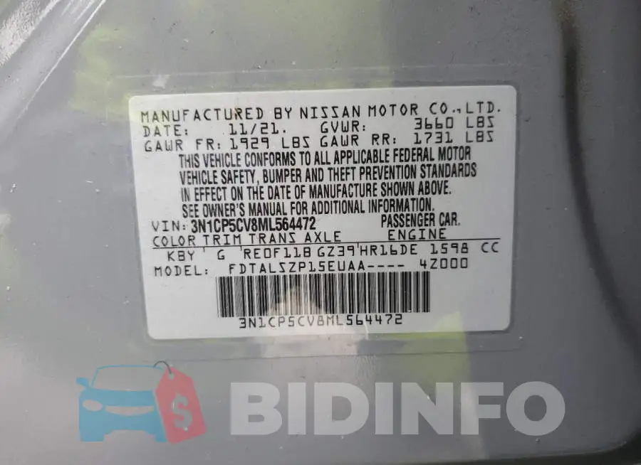 3N1CP5CV8ML564472 Photo# 13