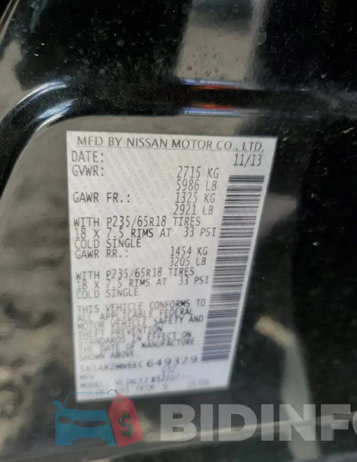 5N1AR2MN6EC649329 Photo# 13