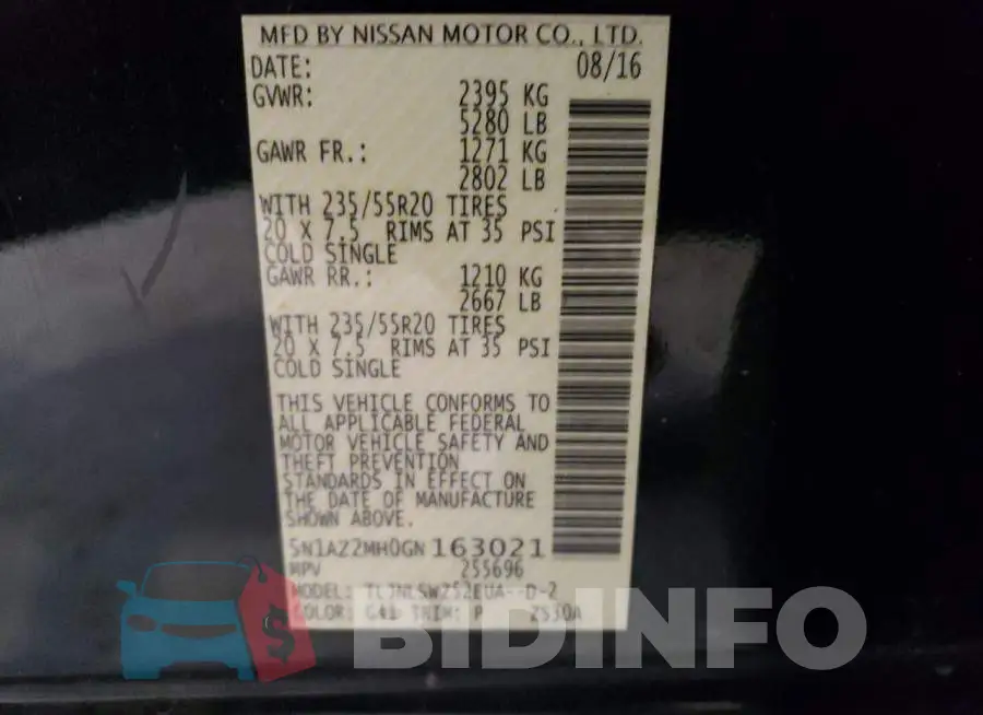 5N1AZ2MH0GN163021 Photo# 13