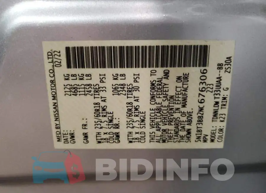 5N1BT3BB2NC676306 Photo# 12