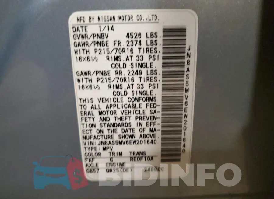 JN8AS5MV6EW201640 Photo# 13