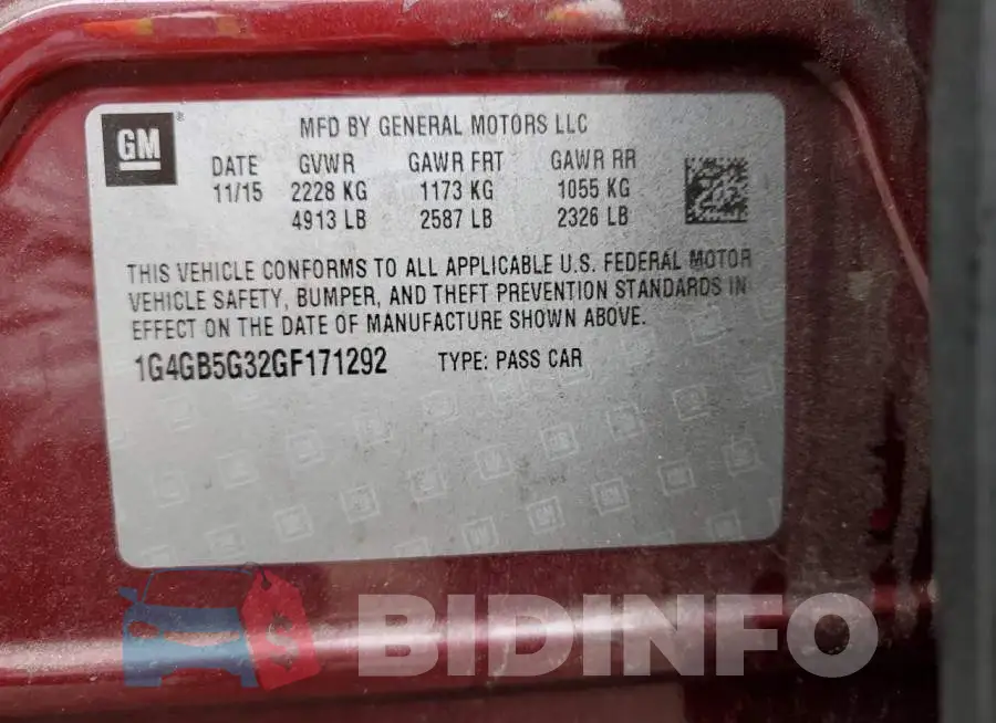 1G4GB5G32GF171292 Photo# 12