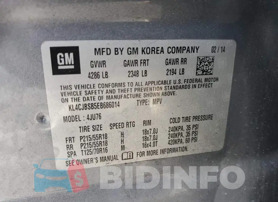 KL4CJBSB5EB686014 Photo# 12