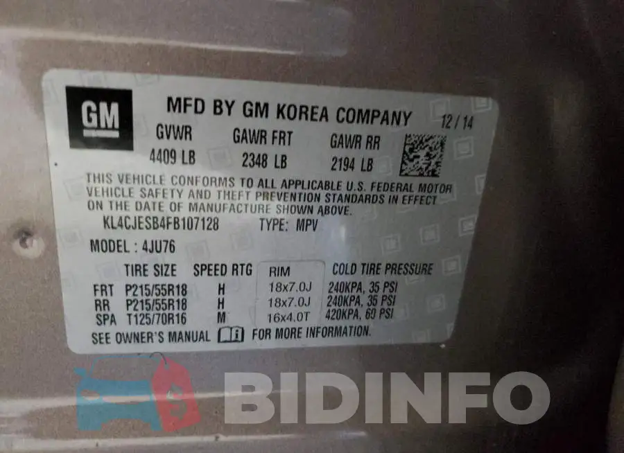KL4CJESB4FB107128 Photo# 13