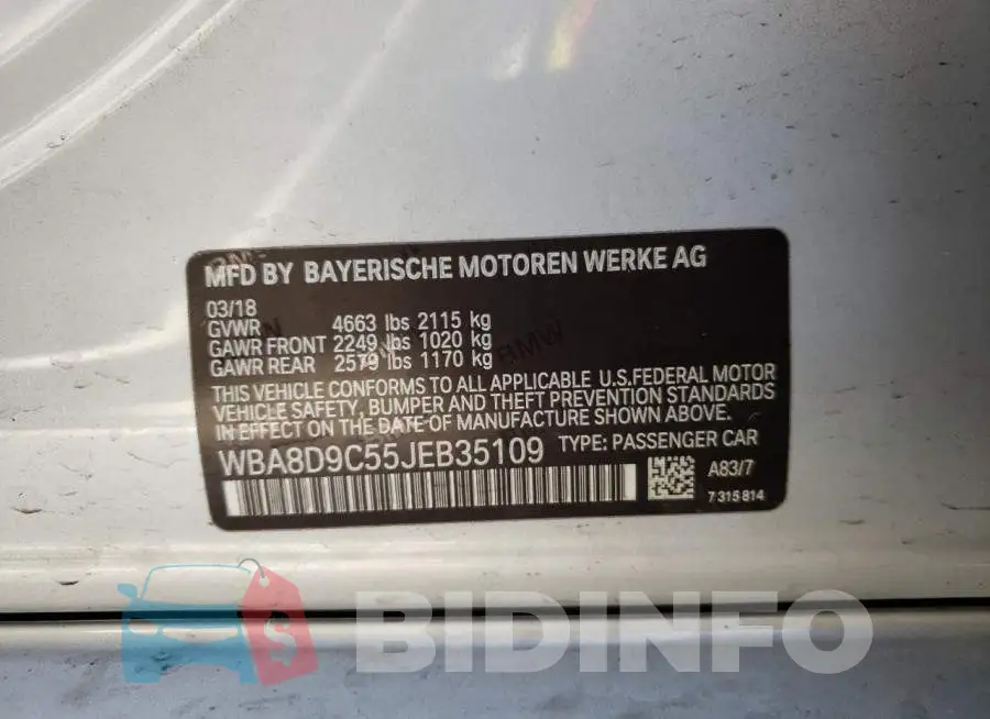 WBA8D9C55JEB35109 Photo# 12