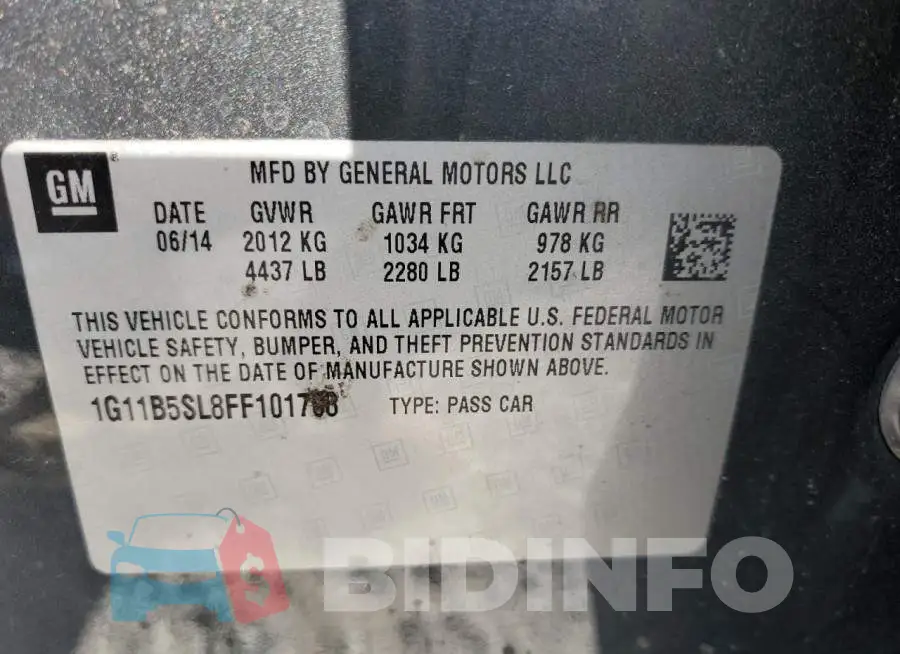 1G11B5SL8FF101708 Photo# 12