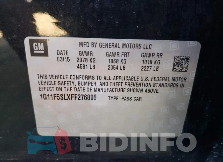 1G11F5SLXFF276806 Photo# 12