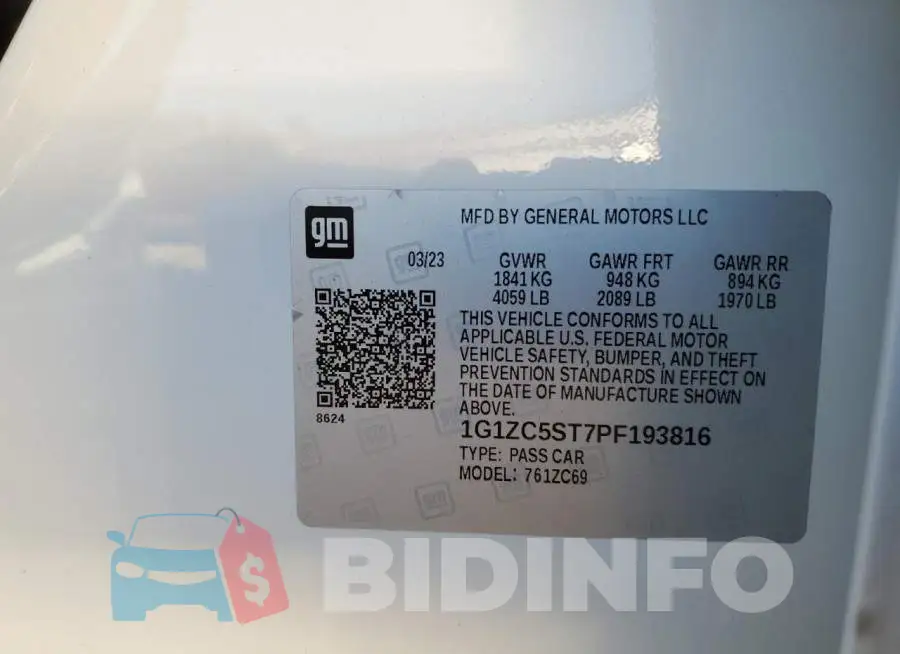 1G1ZC5ST7PF193816 Photo# 12