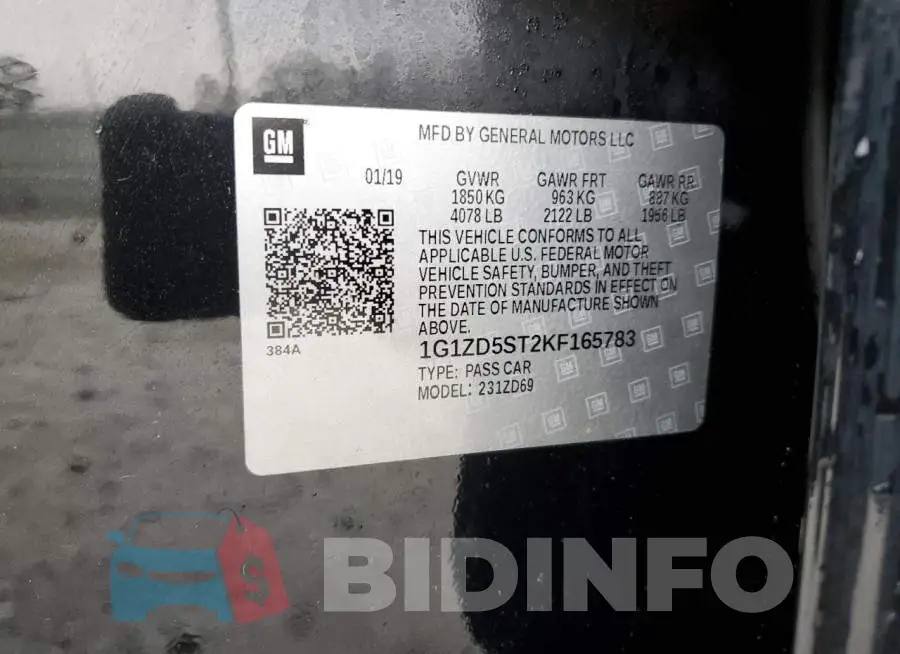 1G1ZD5ST2KF165783 Photo# 12