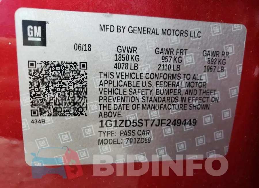 1G1ZD5ST7JF249449 Photo# 12