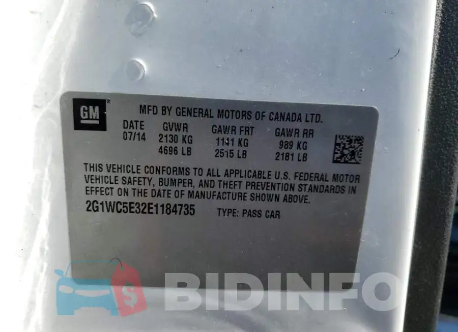 2G1WC5E32E1184735 Photo# 12
