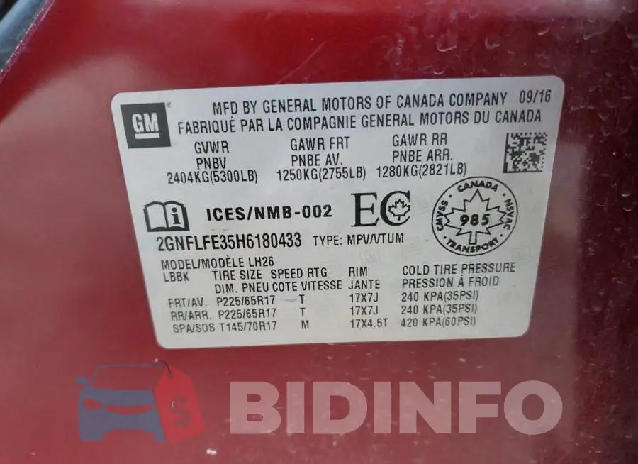 2GNFLFE35H6180433 Photo# 13