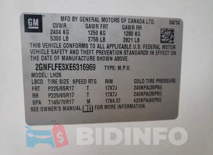 2GNFLFE3XE6316969 Photo# 12