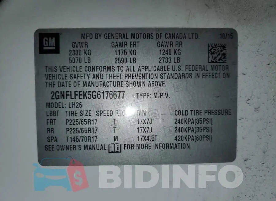 2GNFLFEK5G6176677 Photo# 13