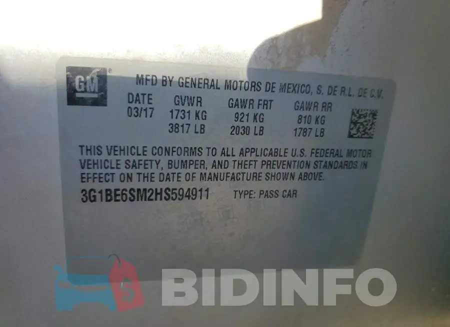 3G1BE6SM2HS594911 Photo# 12