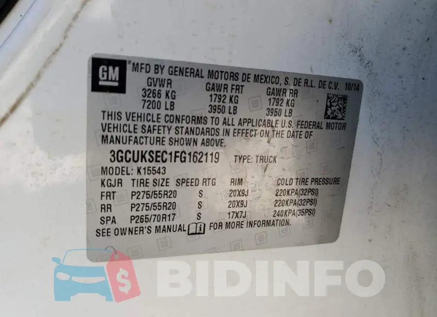 3GCUKSEC1FG162119 Photo# 12