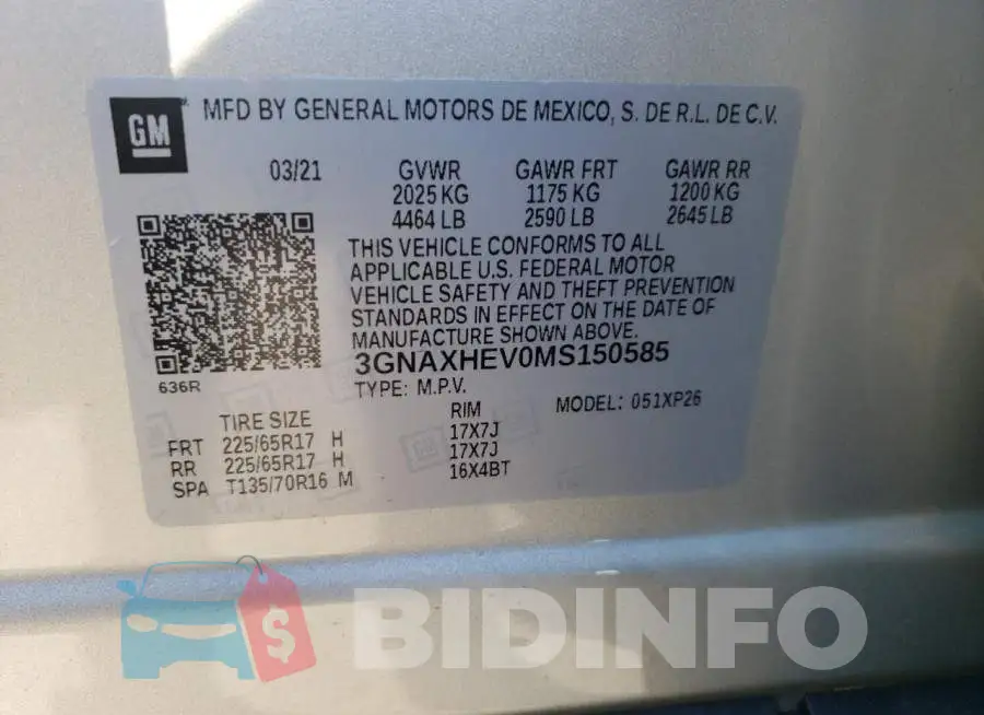 3GNAXHEV0MS150585 Photo# 12