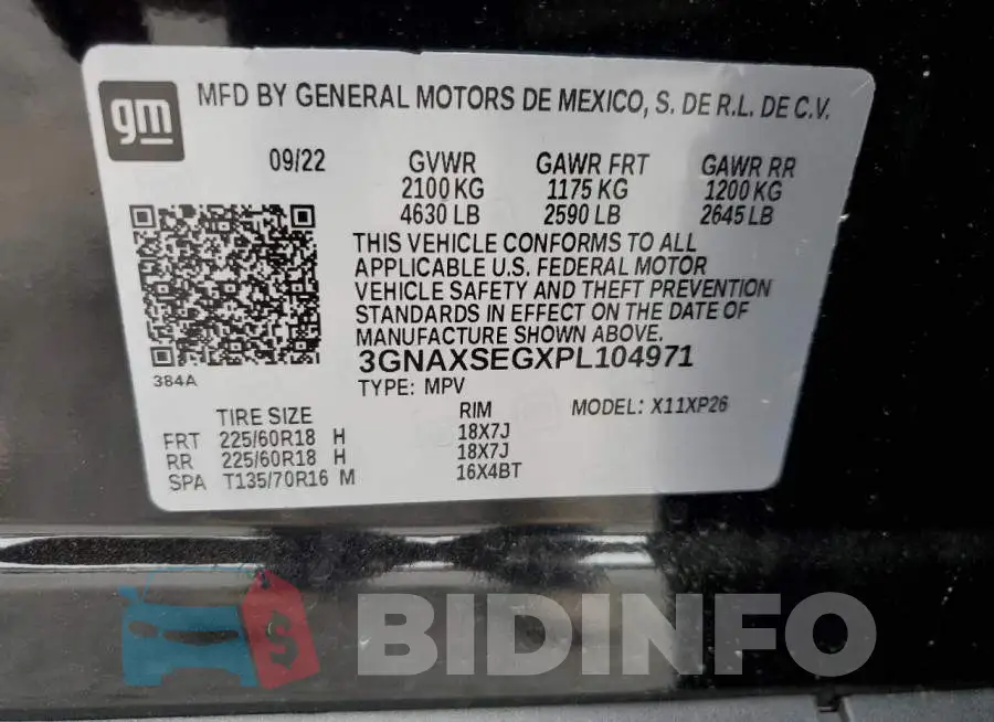 3GNAXSEGXPL104971 Photo# 13