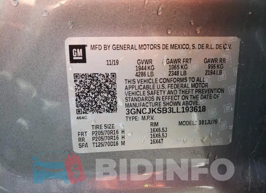 3GNCJKSB3LL193618 Photo# 13