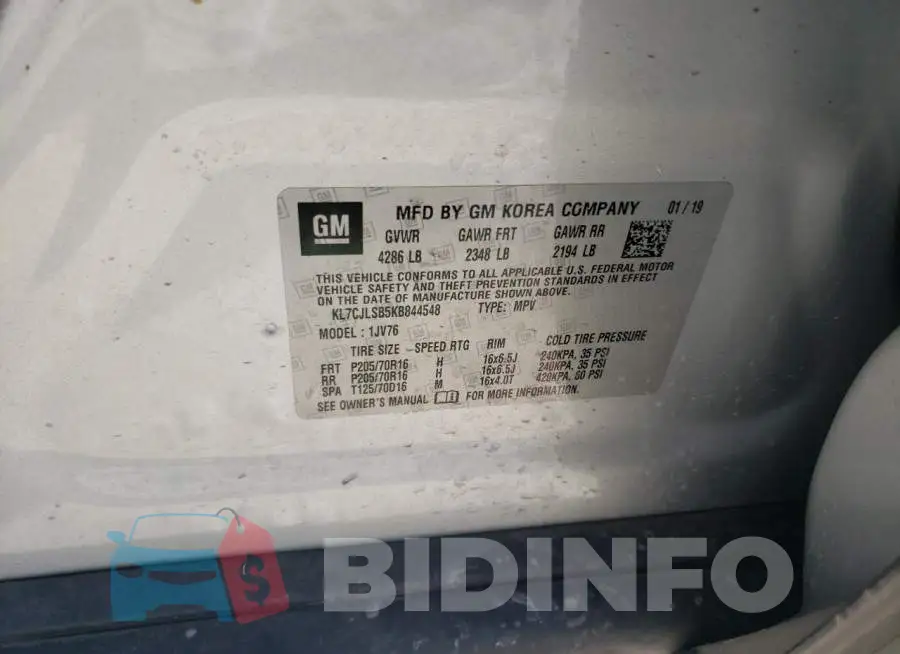KL7CJLSB5KB844548 Photo# 13
