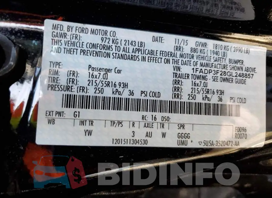 1FADP3F28GL248857 Photo# 13