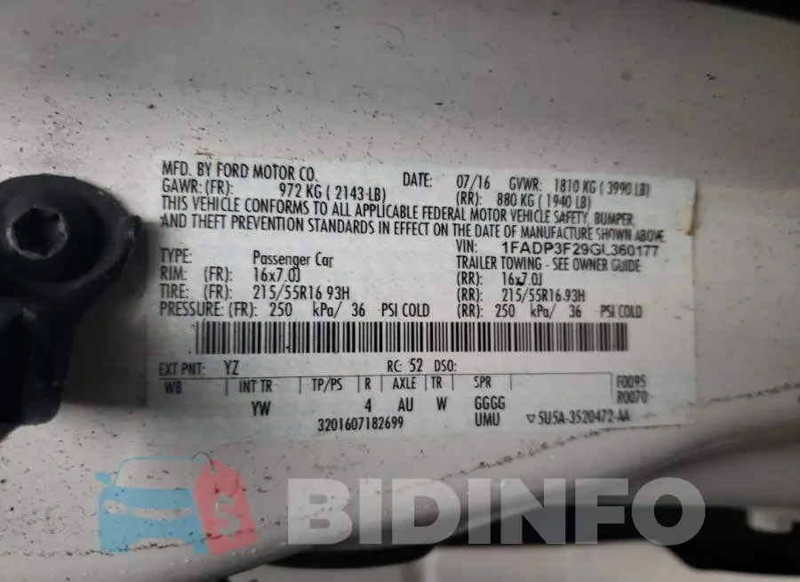 1FADP3F29GL360177 Photo# 12