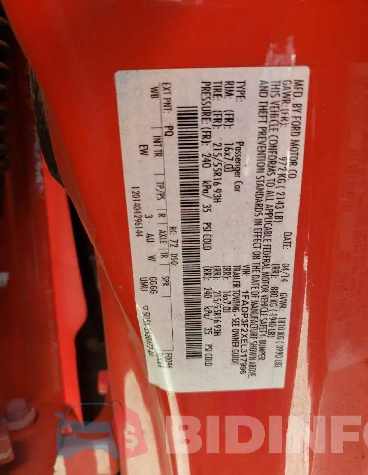 1FADP3F2XEL317996 Photo# 12