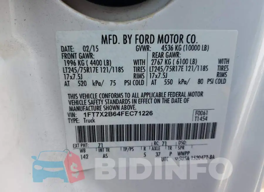 1FT7X2B64FEC71226 Photo# 12