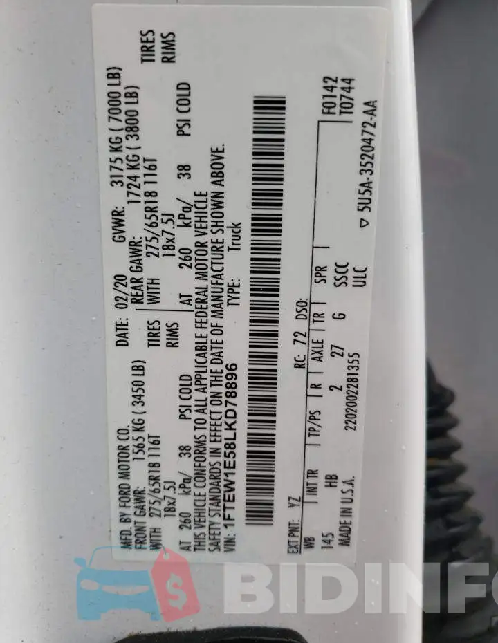 1FTEW1E58LKD78896 Photo# 12