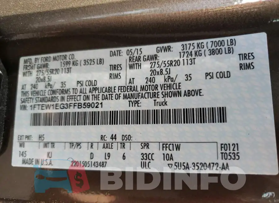 1FTEW1EG3FFB59021 Photo# 10