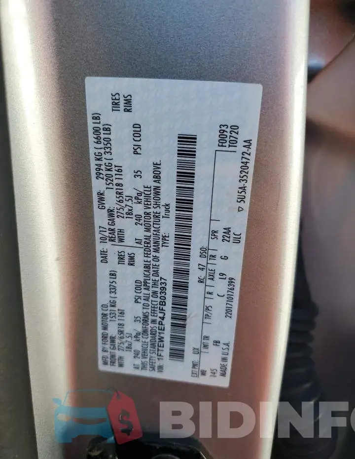 1FTEW1EP4JFB03937 Photo# 12