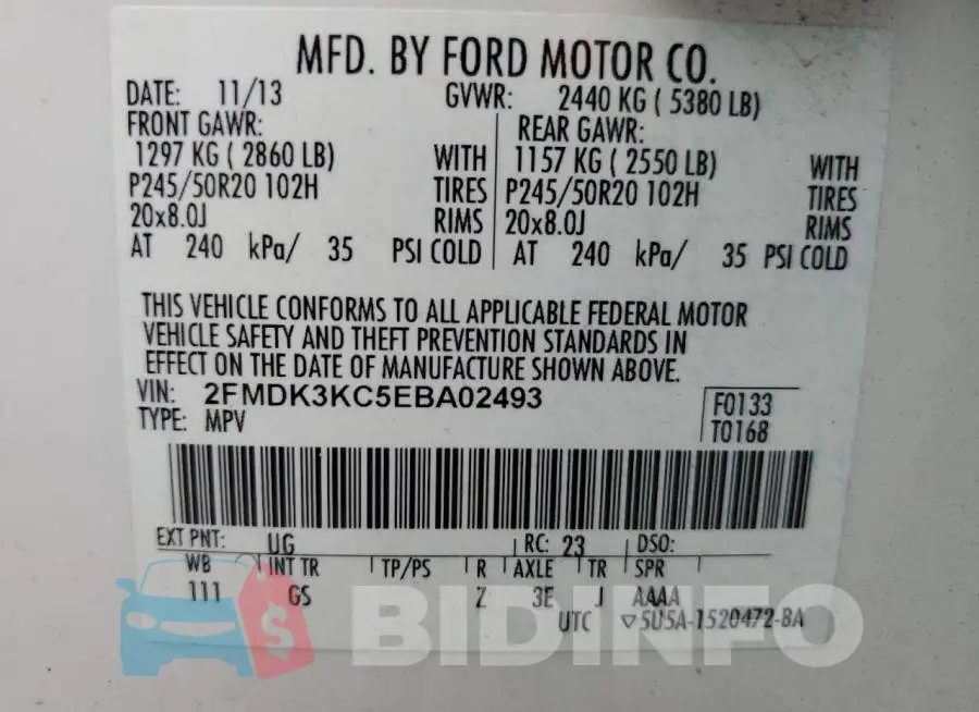 2FMDK3KC5EBA02493 Photo# 12