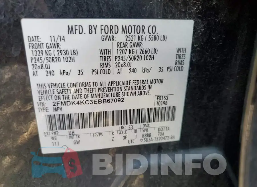 2FMDK4KC3EBB67092 Photo# 12