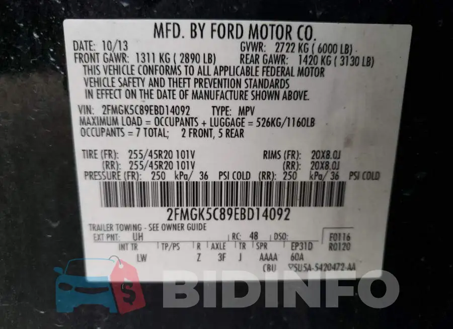 2FMGK5C89EBD14092 Photo# 13