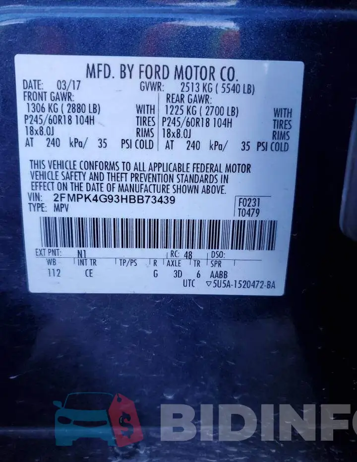 2FMPK4G93HBB73439 Photo# 13