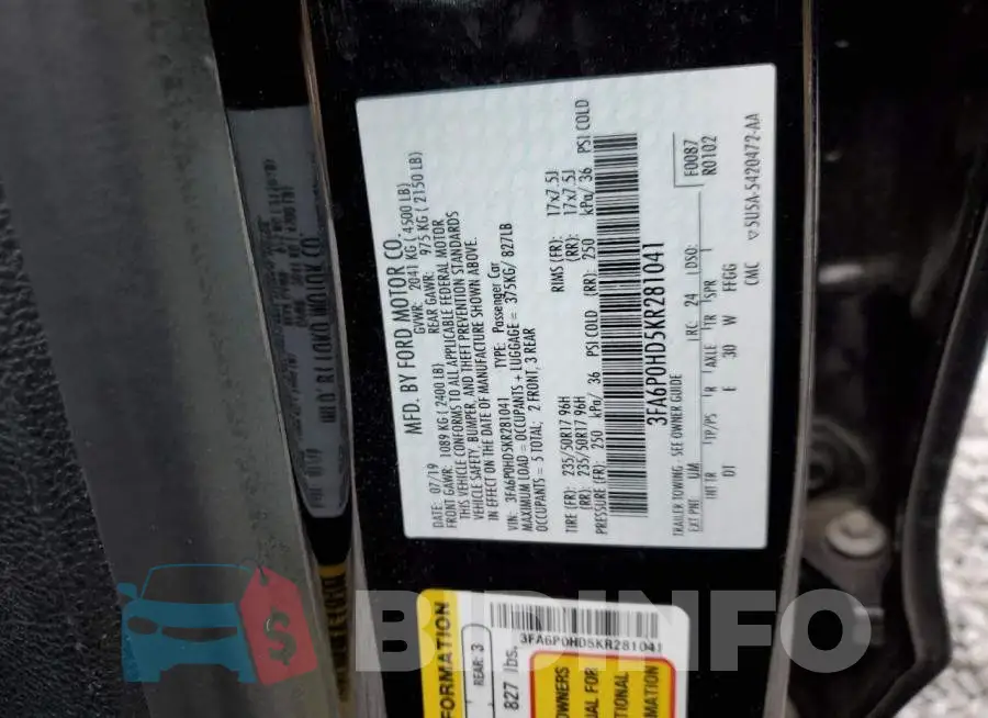 3FA6P0HD5KR281041 Photo# 12