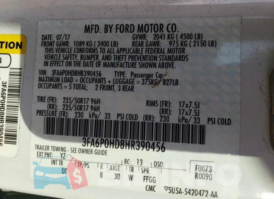3FA6P0HD8HR390456 Photo# 12