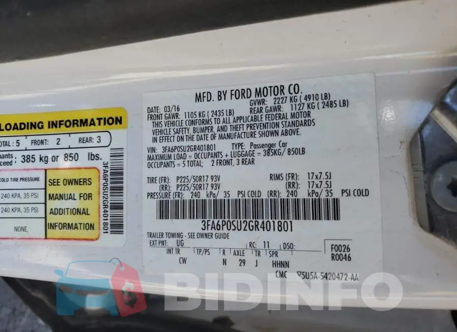 3FA6P0SU2GR401801 Photo# 13