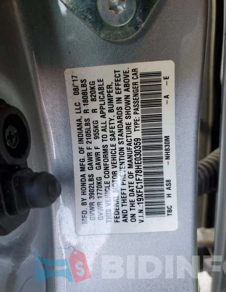 19XFC1F78HE030359 Photo# 12