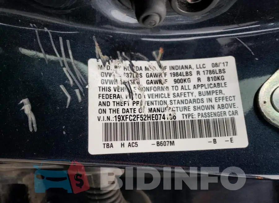 19XFC2F52HE074166 Photo# 12