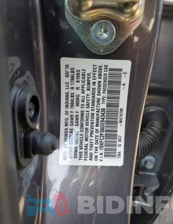 19XFC2F56GE043436 Photo# 12