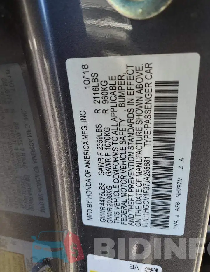 1HGCV1F37JA258681 Photo# 13