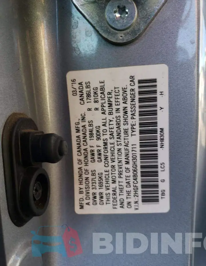 2HGFC4B06GH301711 Photo# 12