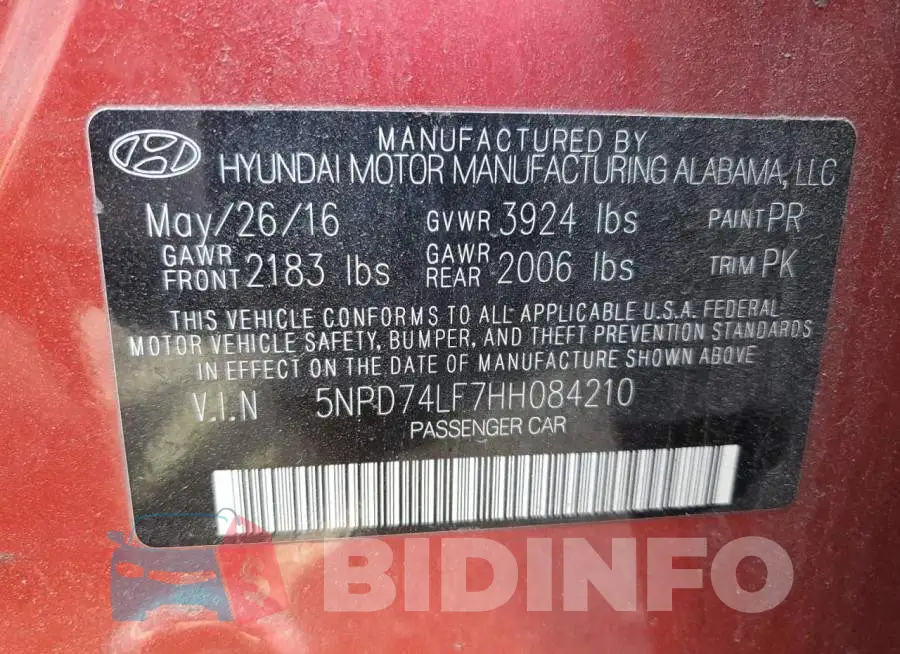 5NPD74LF7HH084210 Photo# 12