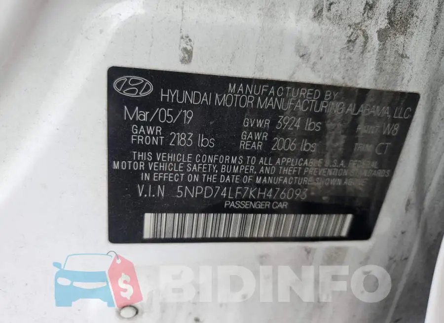 5NPD74LF7KH476093 Photo# 12