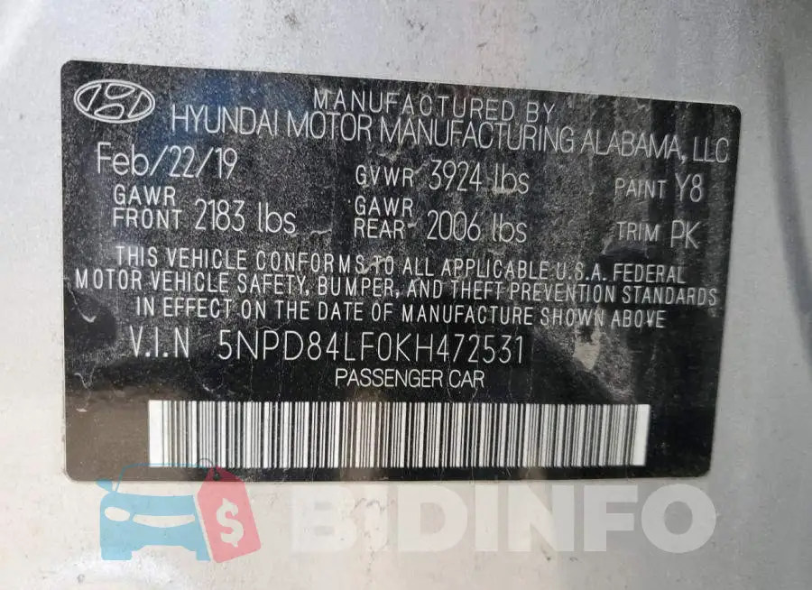 5NPD84LF0KH472531 Photo# 12