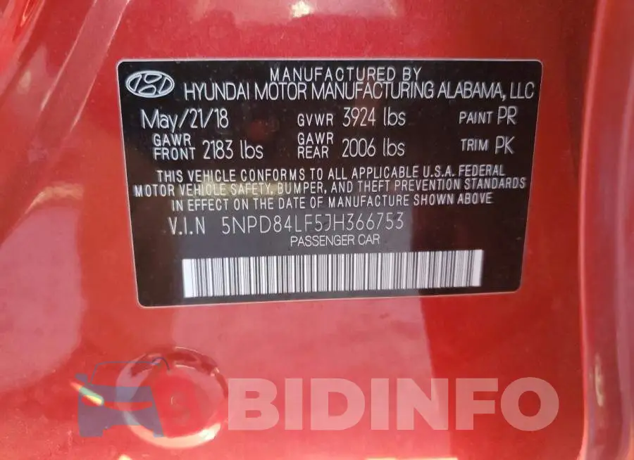 5NPD84LF5JH366753 Photo# 12