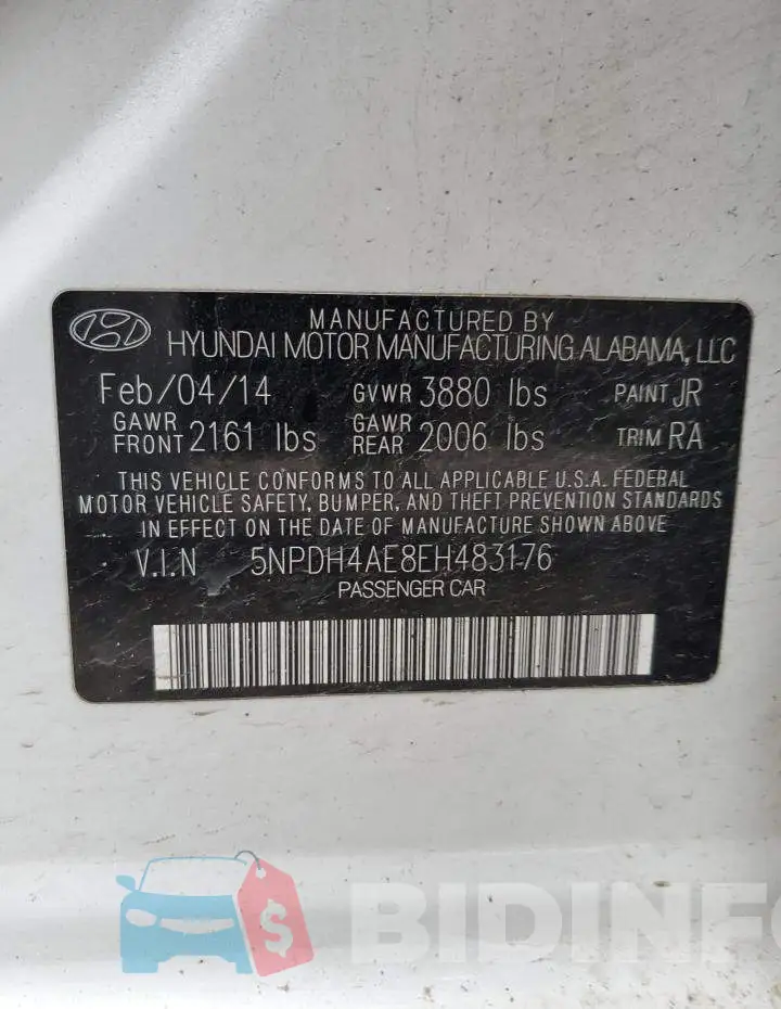 5NPDH4AE8EH483176 Photo# 12