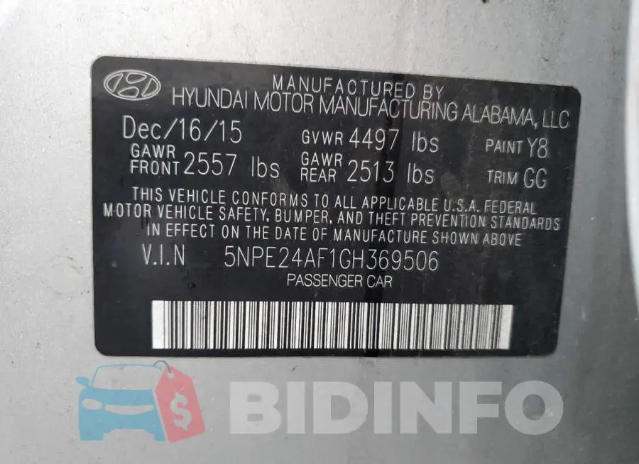 5NPE24AF1GH369506 Photo# 12